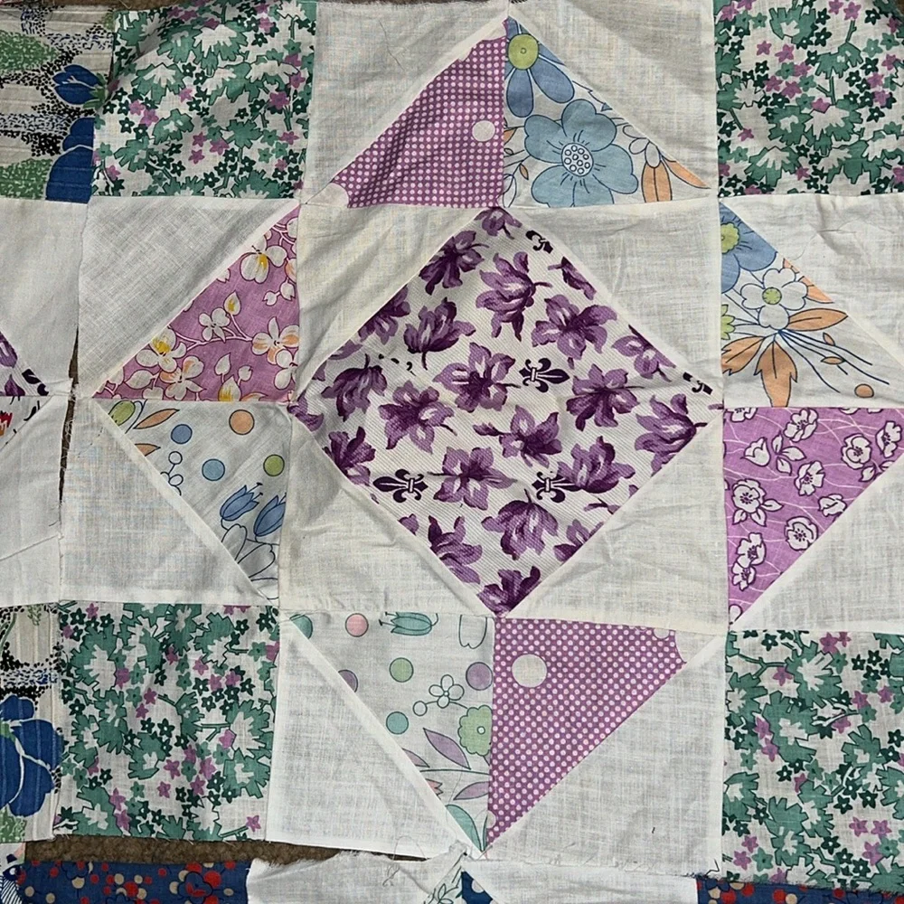 Lot 9 Antique handmade quilt blocks squares 15”